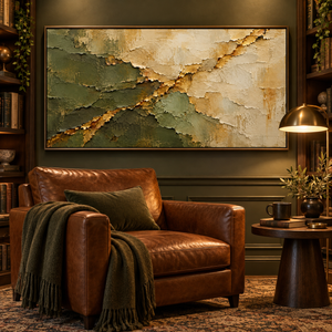 Olive and Gold Layers | Textured Abstract Wall Art
