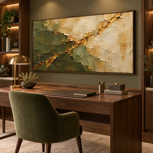 Olive and Gold Layers | Textured Abstract Wall Art