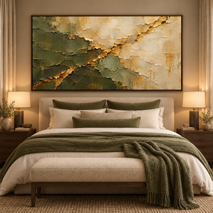 Olive and Gold Layers | Textured Abstract Wall Art