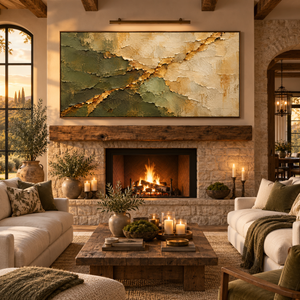 Olive and Gold Layers | Textured Abstract Wall Art