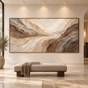 Flowing Earth Tones | Textured Abstract Landscape Wall Art