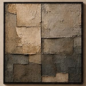 Fragmented Solace | Neutral Block Textured Wall Art