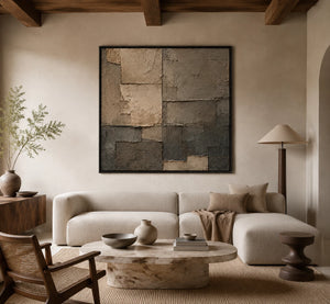 Fragmented Solace | Neutral Block Textured Wall Art