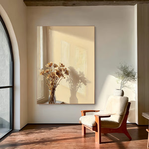 Warm Tone Still Life Painting | Window Floral Shadow