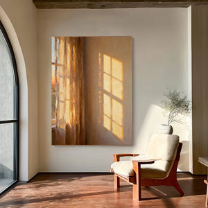 Textured Light Interior Painting | Window Golden Light