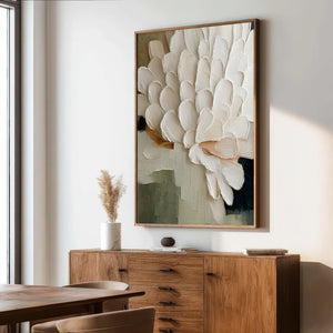 3D Textured Floral Art | Ivory Petal Study