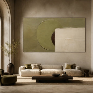 Layered Forms | Circle‑Square Earth‑Tone Textured Wall Piece