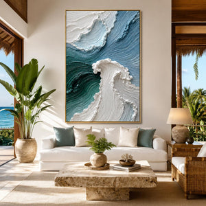 Crest Flow | Blue White Textured Wall Art