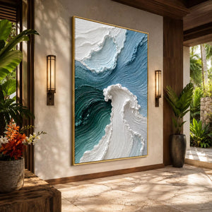Crest Flow | Blue White Textured Wall Art