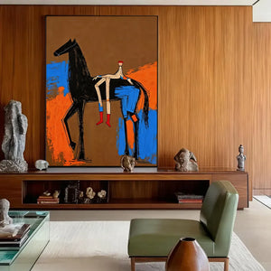 Resting Rider | Bold Line Horse‑Figure Wall Piece