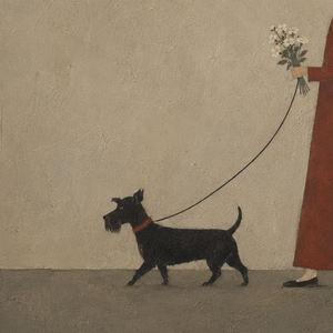 Walking Moment | Vintage Figure With Dog Wall Art
