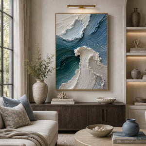 Crest Flow | Blue White Textured Wall Art