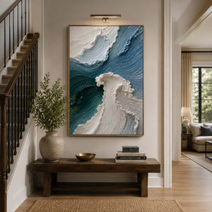 Crest Flow | Blue White Textured Wall Art