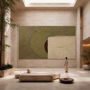 Layered Forms | Circle‑Square Earth‑Tone Textured Wall Piece