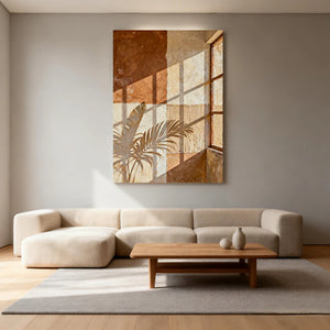 Textured Botanical Shadow Art | Sunlit Terracotta